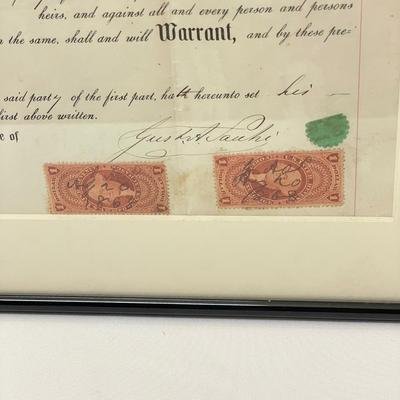 Framed 1868 Indenture Deed w/ $1 Washington Stamps (O-SS)