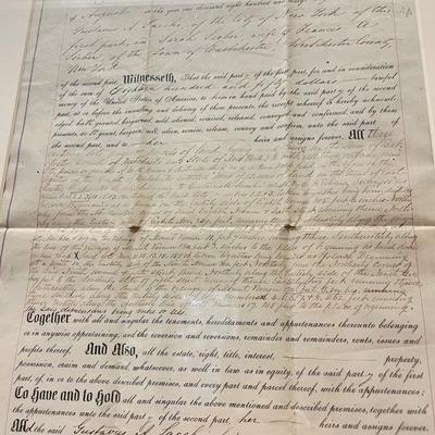 Framed 1868 Indenture Deed w/ $1 Washington Stamps (O-SS)