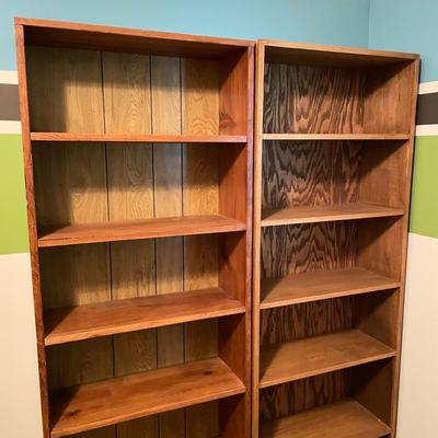 Two Wooden Six-Shelf Bookshelves (O-SS)