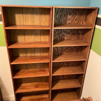 Two Wooden Six-Shelf Bookshelves (O-SS)