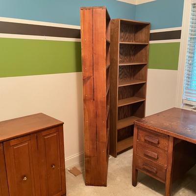 Two Wooden Six-Shelf Bookshelves (O-SS)