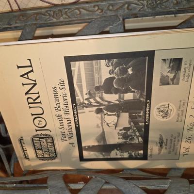 Metal Magazine rack. With Fort Smith Journals