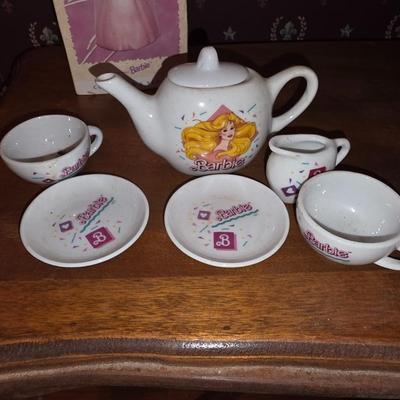 Barbie tea set and ornament