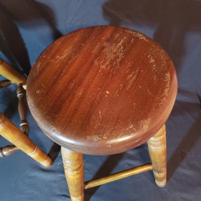 Two Solid Wood Stools (B3-KD)