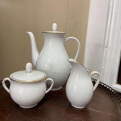 Sale Photo Thumbnail #229: 6 espresso cups and saucers 
2 cappacino cups and saucers 
Pot 8” tall 
Sugar and creamer
Shipping only with buy it now