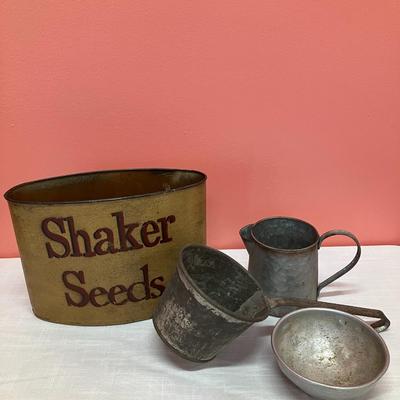 Sale Photo Thumbnail #1: 4vintage farmhouse tin items in this grouping