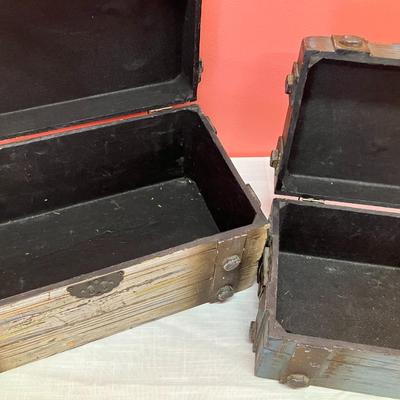 Sale Photo Thumbnail #14: 2 small wooden decorative trunks. See pictures for approx measurements
