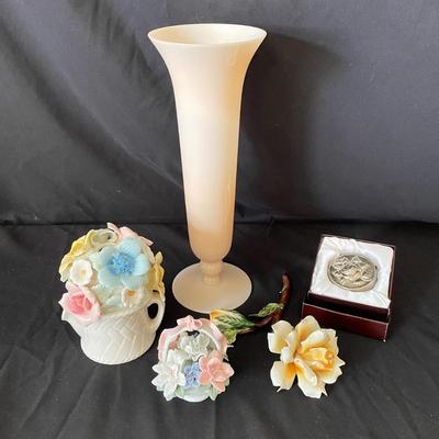 Trumpet Vase, Porcelain Flowers and More (LR-SS)