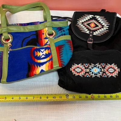 Sale Photo Thumbnail #42: Set of 2 items: Southwestern style fleece purse and a Southwestern style backpack. Very cute and both if excellent condition!