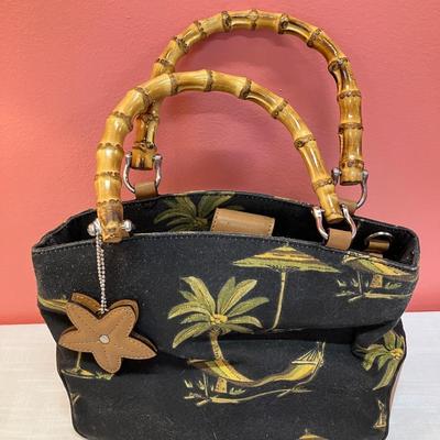 Sale Photo Thumbnail #44: Cute 10"W x 8"H Relic beach style purse with bamboo style handles in great condition!