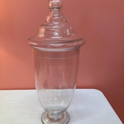 Sale Photo Thumbnail #109: This tall oversized 18" tall glass canister is great as a home decor pieces, or for displaying small treasures!