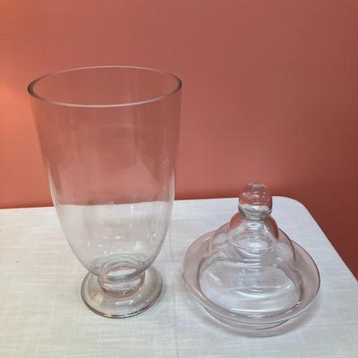 Sale Photo Thumbnail #111: This tall oversized 18" tall glass canister is great as a home decor pieces, or for displaying small treasures!