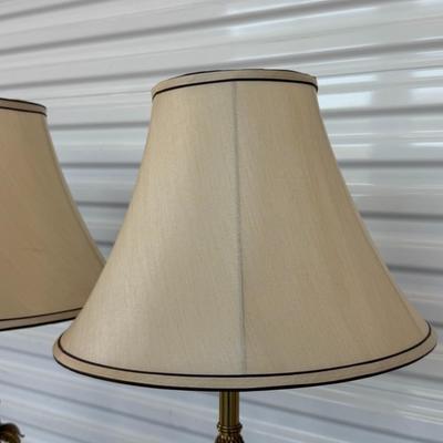 Lot 28: Pair of Stiffel Lamps – Vintage Gold Leaf Design Table Lamps