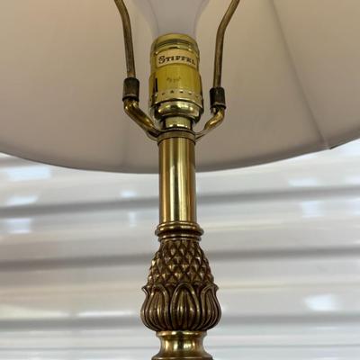 Lot 28: Pair of Stiffel Lamps – Vintage Gold Leaf Design Table Lamps
