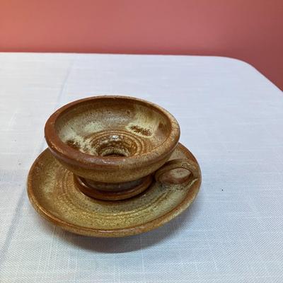 Sale Photo Thumbnail #115: 1950's Urik Lundbergh Ebeltroft stoneware taper candle holder. Item is 1 connected piece.