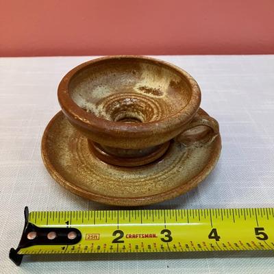 Sale Photo Thumbnail #117: 1950's Urik Lundbergh Ebeltroft stoneware taper candle holder. Item is 1 connected piece.
