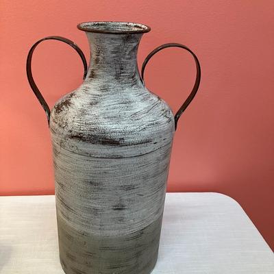 Sale Photo Thumbnail #122: This farmhouse/antiqued look painted metal jug makes a great decor piece!