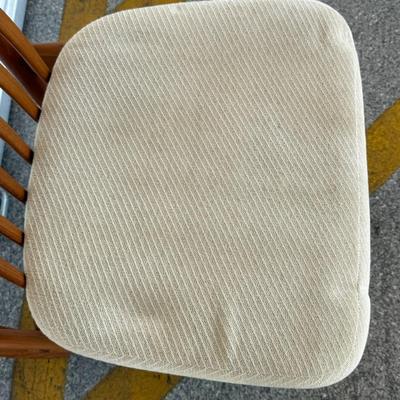 Lot 31: Mid-Century Modern Dining Table with 6 Chairs – White Cushions, Vintage Wood Set