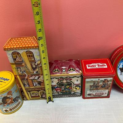Sale Photo Thumbnail #163: Set of 5 assorted sizes of Brand name collectible tins
