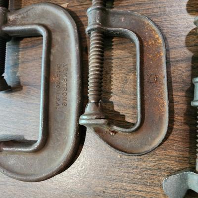 Clamp Lot Stanley Craftsman, Brink & Cotton C Clamps, Corner Clamps, Babco Ratchet Clamps