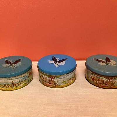 Sale Photo Thumbnail #170: Set of 3 Manor of Dallas fruitcake tins