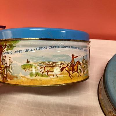 Sale Photo Thumbnail #172: Set of 3 Manor of Dallas fruitcake tins