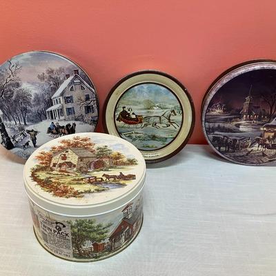 Sale Photo Thumbnail #173: Set of 4 equestrian picture themed tins
