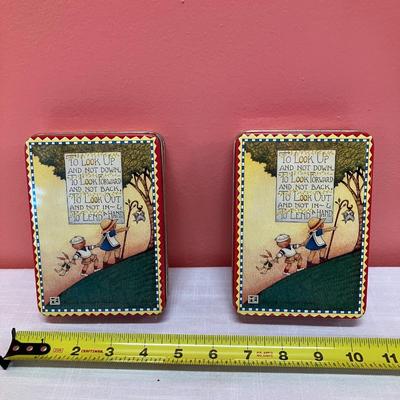Sale Photo Thumbnail #180: Set of 2 identical small Mary Engelbreit tins