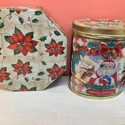 Sale Photo Thumbnail #184: Set of 7 assorted holiday tins
