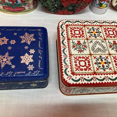 Sale Photo Thumbnail #186: Set of 7 assorted holiday tins