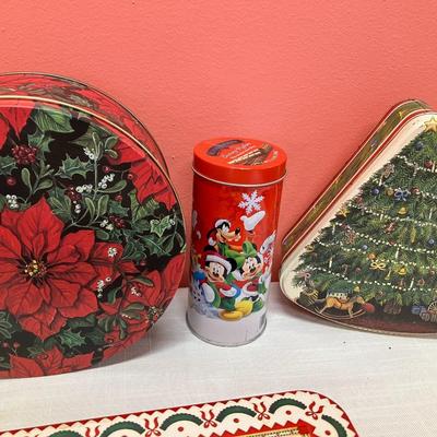 Sale Photo Thumbnail #185: Set of 7 assorted holiday tins