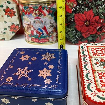 Sale Photo Thumbnail #183: Set of 7 assorted holiday tins