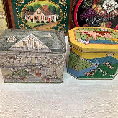 Sale Photo Thumbnail #195: Collection of 6 varied size non-holiday tins