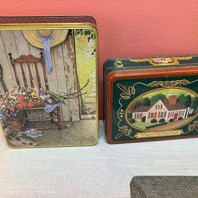 Sale Photo Thumbnail #193: Collection of 6 varied size non-holiday tins