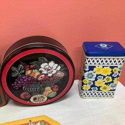 Sale Photo Thumbnail #194: Collection of 6 varied size non-holiday tins