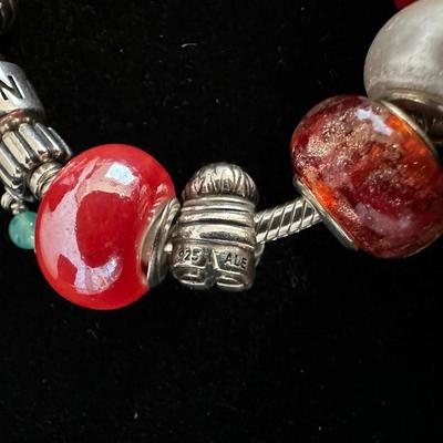 PANDORA BRACELET/SOME CHARMS ARE 925 SILVER AND EXTRA CHARMS