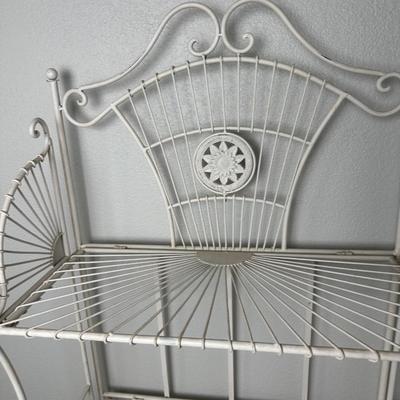 White Metal 3-Tier Wire Shelf with Decorative Back