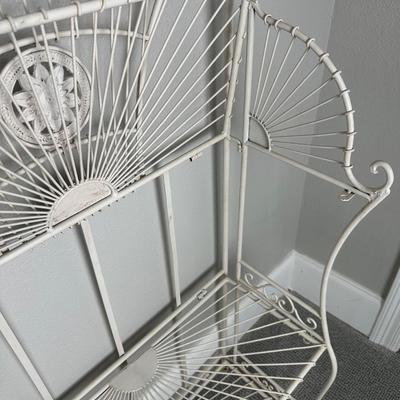 White Metal 3-Tier Wire Shelf with Decorative Back