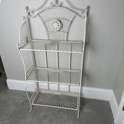 White Metal 3-Tier Wire Shelf with Decorative Back