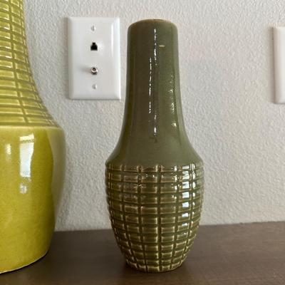 THREE GREEN VASES