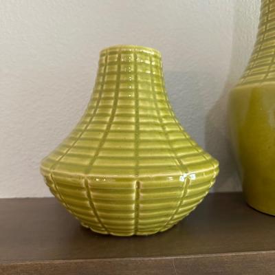 THREE GREEN VASES