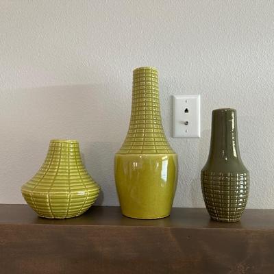 THREE GREEN VASES