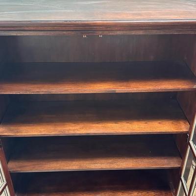 Glass-Paned Wooden Cabinet with Four Shelves