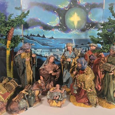 LOT 81L: Fabric Mache Nativity Set