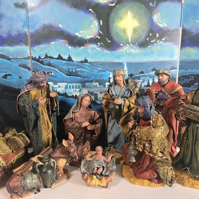 LOT 81L: Fabric Mache Nativity Set