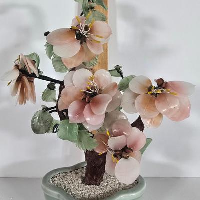 LOT 83L: Jade Tree with Decorative Plates and Glass Paperweights