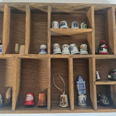 LOT 89L: Jim Shore "Needle little Love" Angel Figurine, Avon and more Thimble Collection, Display Cases, Vintage Pinking...
