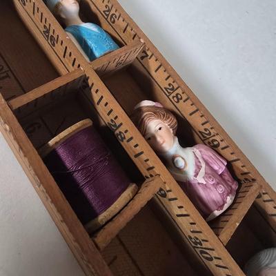 LOT 89L: Jim Shore "Needle little Love" Angel Figurine, Avon and more Thimble Collection, Display Cases, Vintage Pinking...