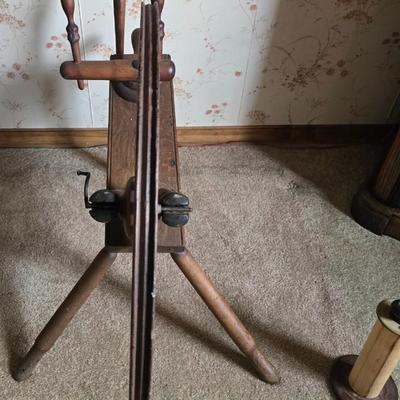 LOT 103L: Spinning Wheel and Wood Barrel