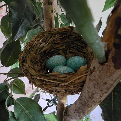 LOT 106L: Artificial Trees with Lights and Birdnests